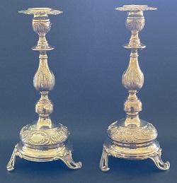 antique Portuguese silver candlesticks 