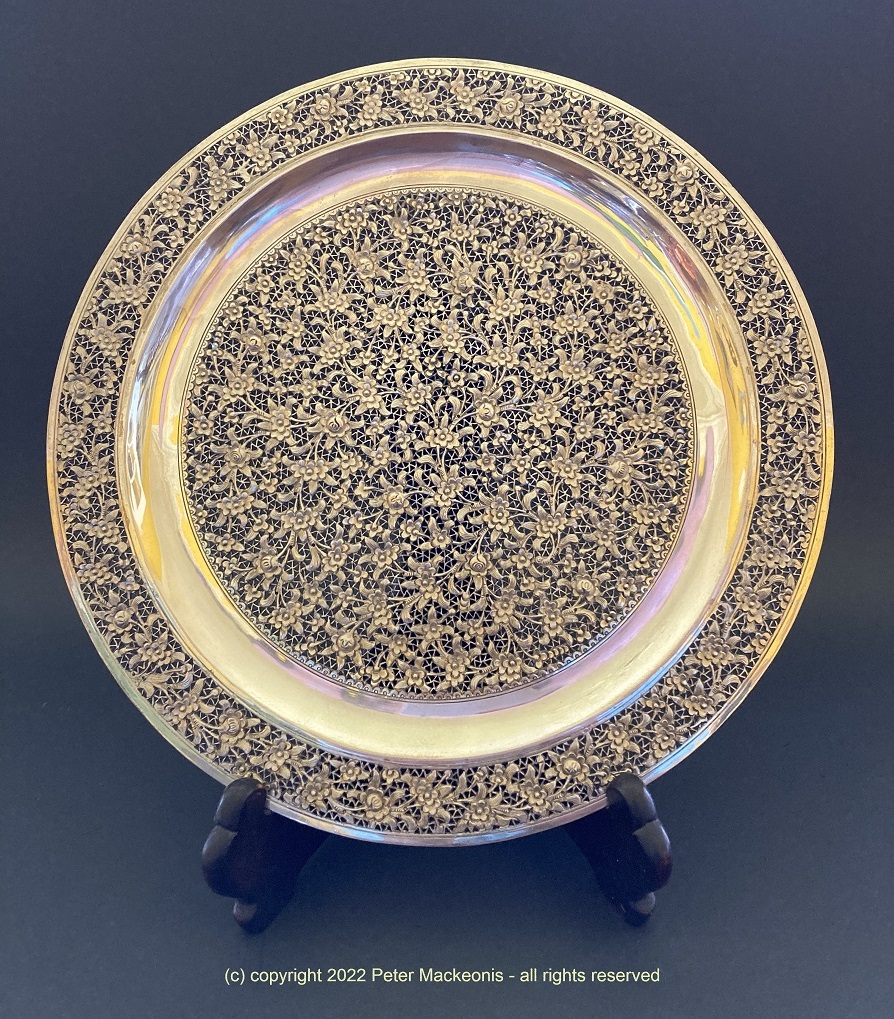 antique silver paranakan plate