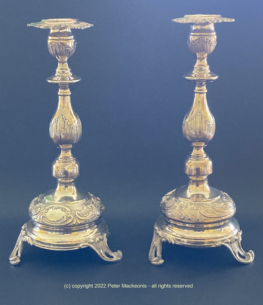 portuguese silver candlesticks c 1930